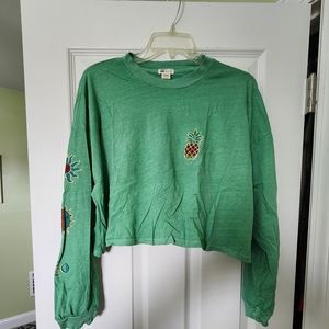 New - Billabong Green Long Sleeve TShirt - With Pinnepple Accent - Small